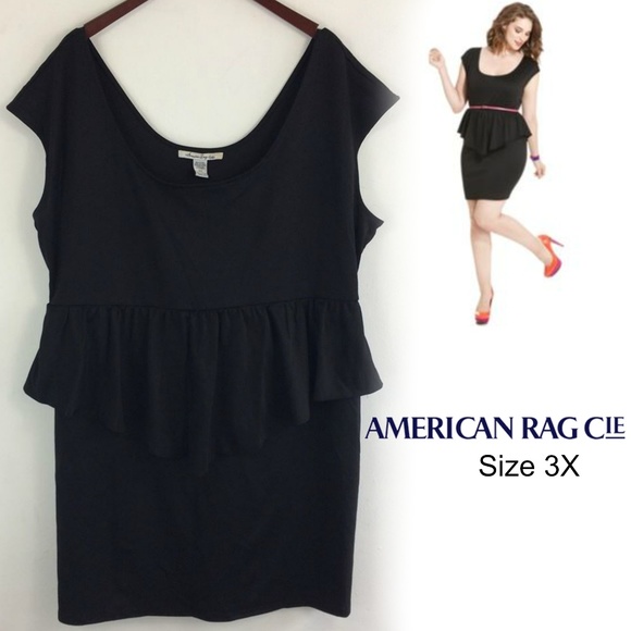 American Rag Black Peplum Dress - 3X - Picture 1 of 5